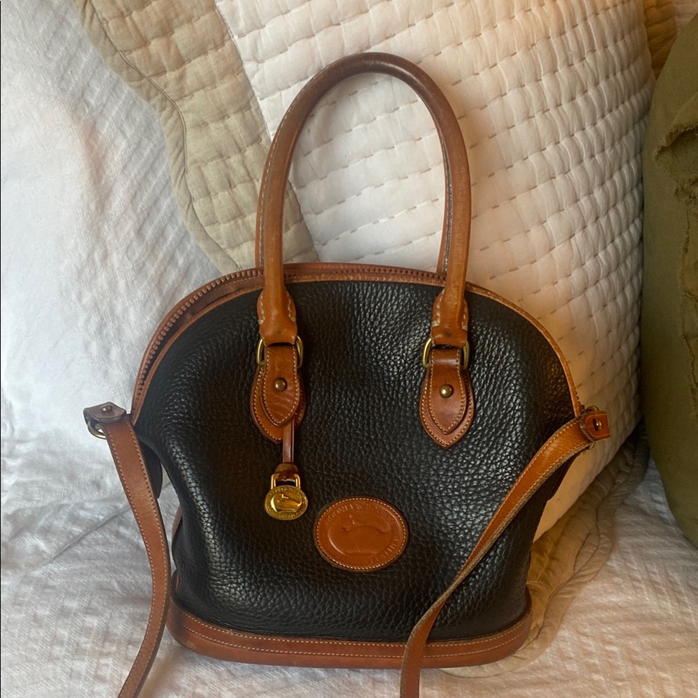 Dooney & Bourke Black and Brown Leather Satchel